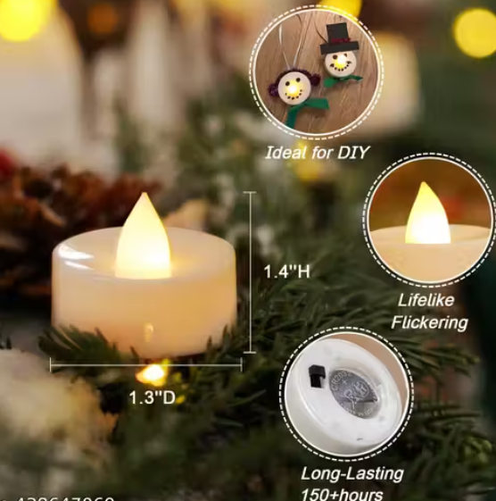 24 Pcs Acrylic Flameless & Smokeless Decorative Candles Tea Light Perfect for Gifts Decoration,home decor (5 cm)