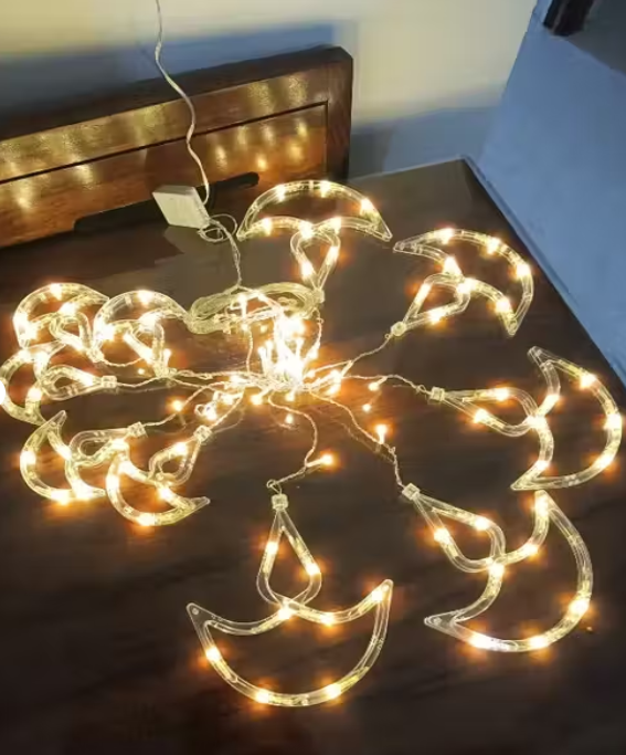 Warm White Diya/Diwali Light Curtain, 8 Flashing Modes,2.5 Meters