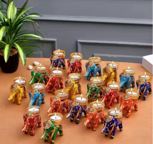 Priscilla Set of 5 Elephant Tea Light/Candle Holder for Decoration/5P