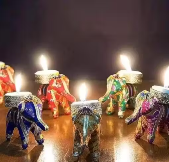 Priscilla Set of 5 Elephant Tea Light/Candle Holder for Decoration/5P