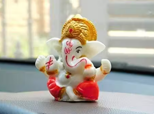 Polyresin Meditating Lord Ganesha Idols for Home Decor, car Dashboard, and Office Decor, Showpiece for Living Room 2.3 x 2.3 Inch/3 cm ,[Multicolor]