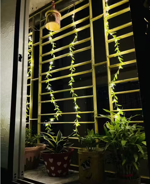 Artificial Leaf Curtain LED String Light, 200 LEDs, 8 Modes| Festival decoration light| Diwali light