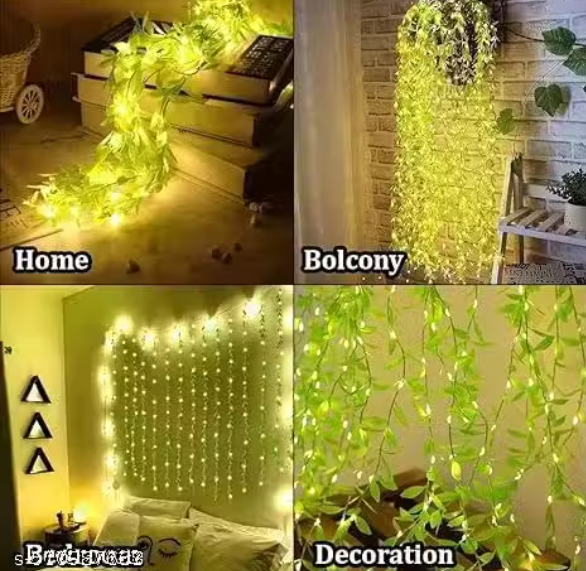 Artificial Leaf Curtain LED String Light, 200 LEDs, 8 Modes| Festival decoration light| Diwali light