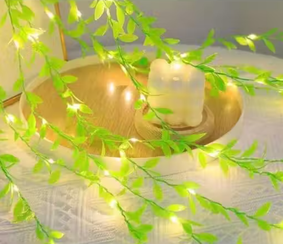 Artificial Leaf Curtain LED String Light, 200 LEDs, 8 Modes| Festival decoration light| Diwali light
