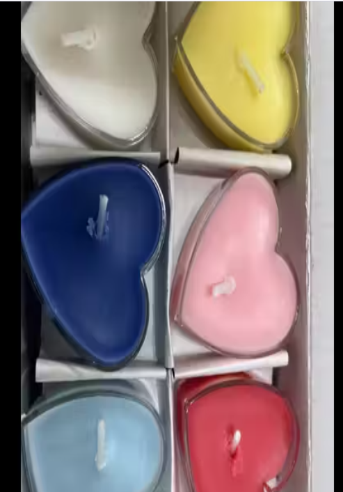 Pure soy Wax Acrylic Heart Shape Scented Candles, Multi Color & Multi Scent, Sent Of 12