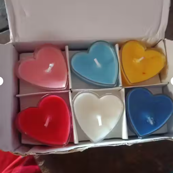 Pure soy Wax Acrylic Heart Shape Scented Candles, Multi Color & Multi Scent, Sent Of 12