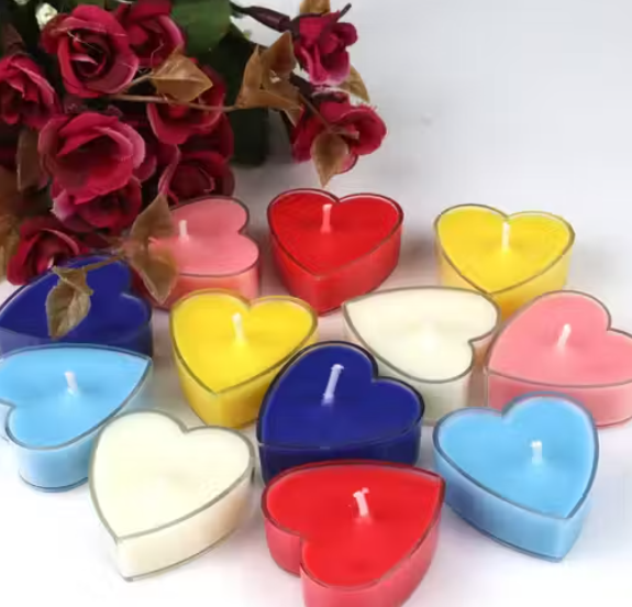 Pure soy Wax Acrylic Heart Shape Scented Candles, Multi Color & Multi Scent, Sent Of 12