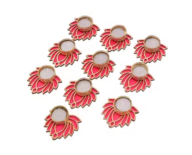 Tealight Candle Holder Stand Set of 10 - Diwali Decoration Items for Home Decor Diyas