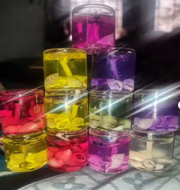 Multicolour Glass Jelly Gel Candles – Pack of 12 | Smokeless, Decorative Tealights for Diwali, Spa, Parties & Home Décor